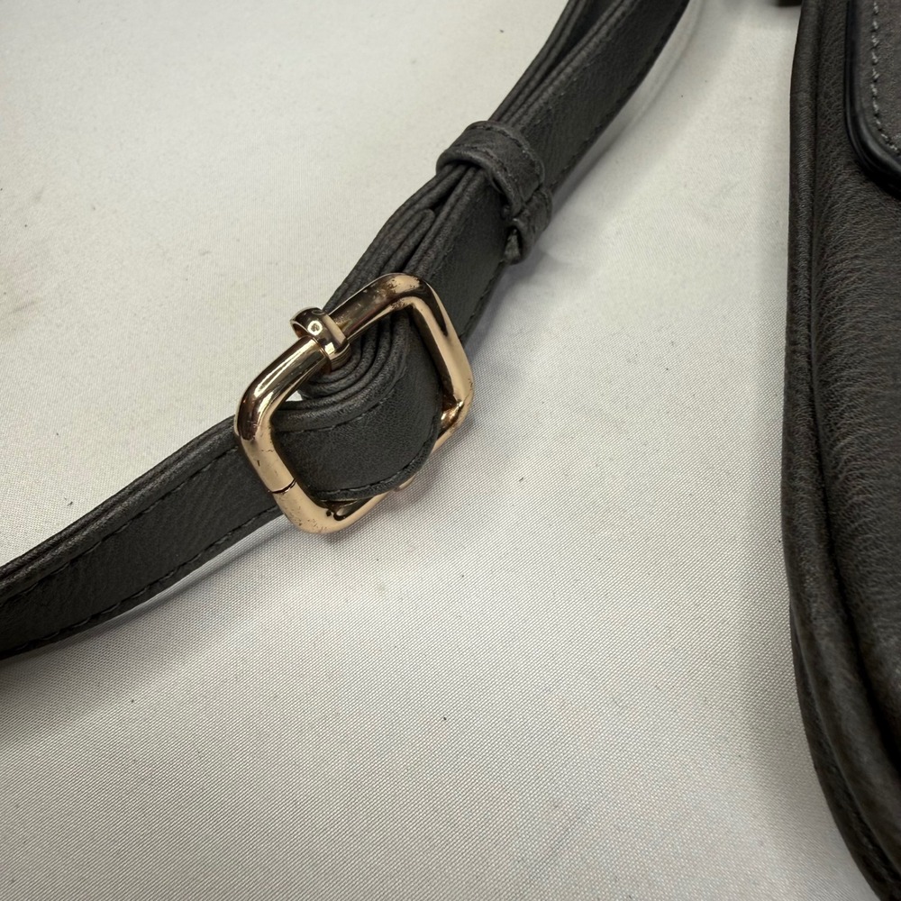 Alyssa Double Compartment Gray Large Crossbody Bag Gold Accents Adjustable Strap - Picture 5 of 15